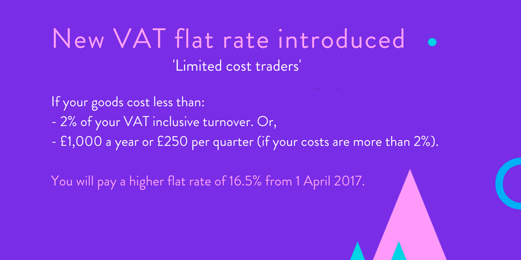 New VAT flat rate, Limited Cost Traders at 16.5%